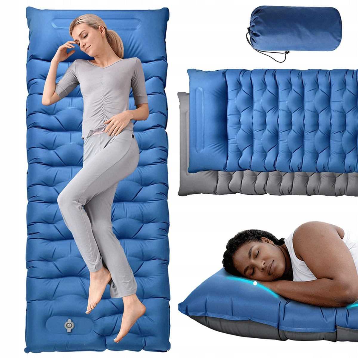 190x70cm Inflatable Mattress with Built-in Foot Pump with 50d for Hiking