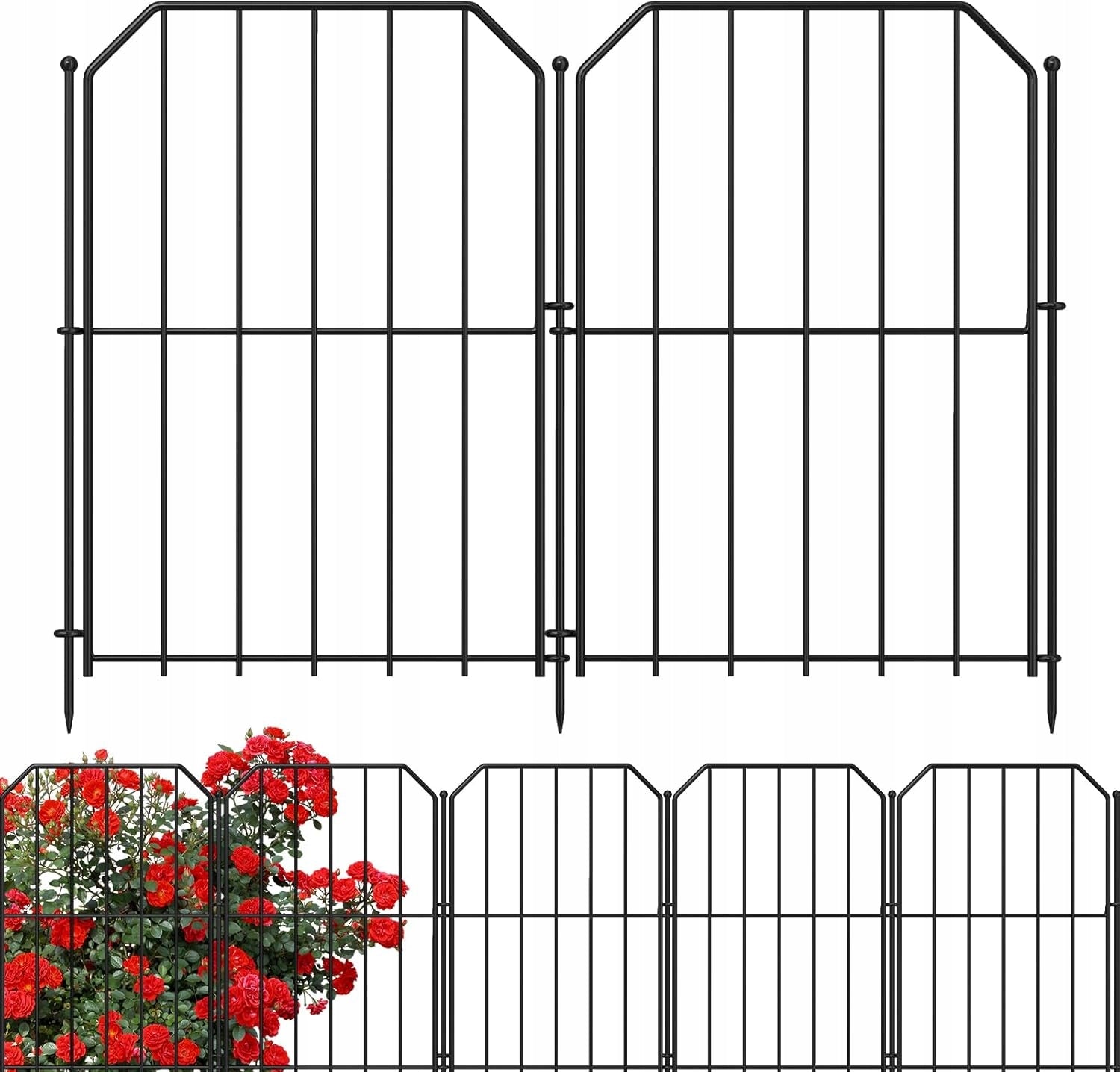 19x METAL GARDEN FENCE SMALL LOW BLACK DECORATIVE