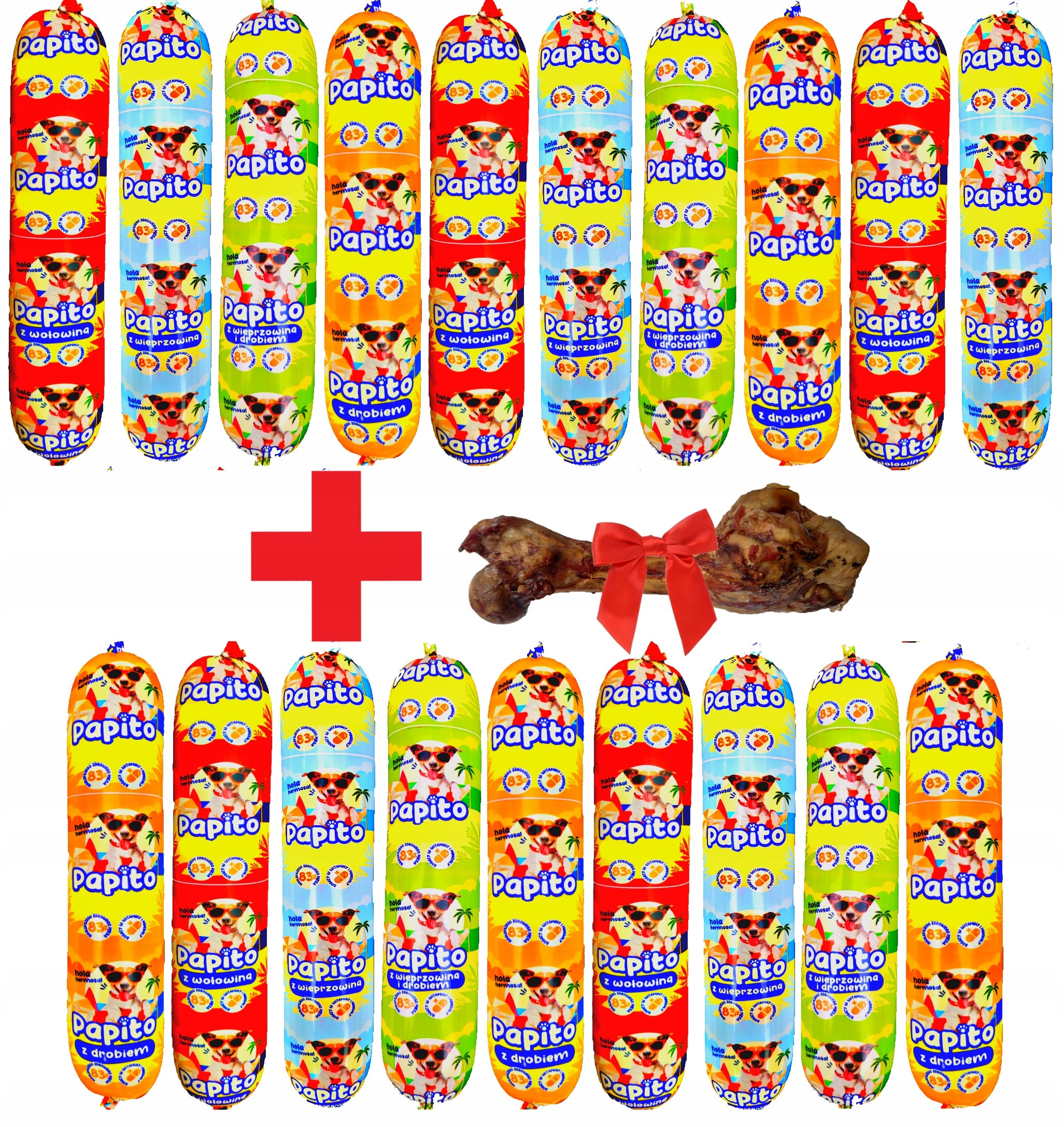 19x1KG Dog food bar PAPITO 83% meat + FREEBIE