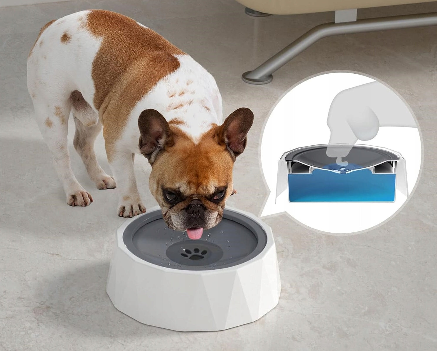 1L Anti-Splash Dog Bowl with Filter, Portable, Anti-Slip Diamond Packaging status original