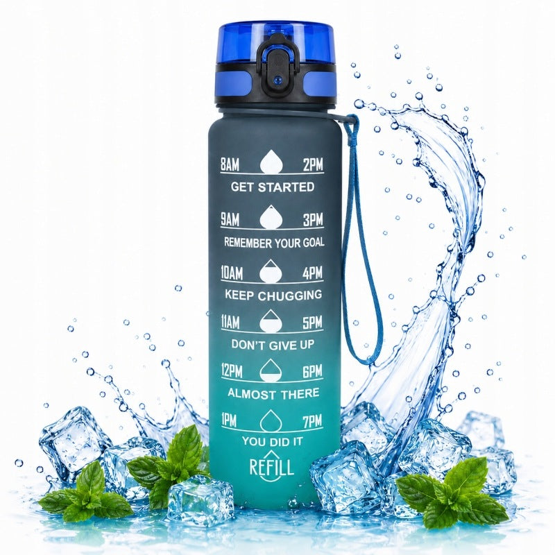 1L bottle with lanyard and mouthpiece unisex water bottle
