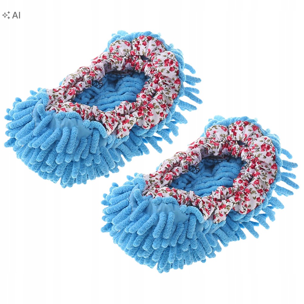 1PAIR COMFORTABLE BLUE MOP SLIPPERS CHENILLE DUST ABSORBING COVERS Brand no brand