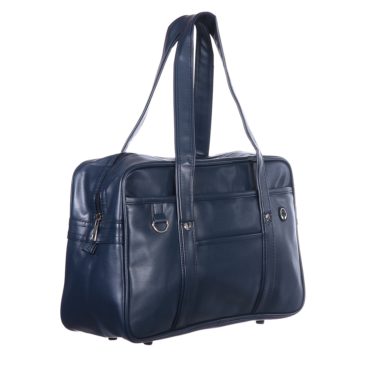 1PC DARK BLUE PU SCHOOL AND OFFICE SHOULDER BAG WITH LARGE CAPACITY