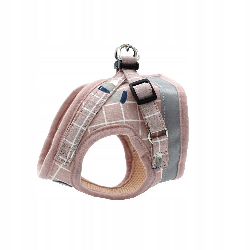 1PC PINK DOG HARNESS VEST WITH SLIDING STRAPS AND REFLECTIVE BELT