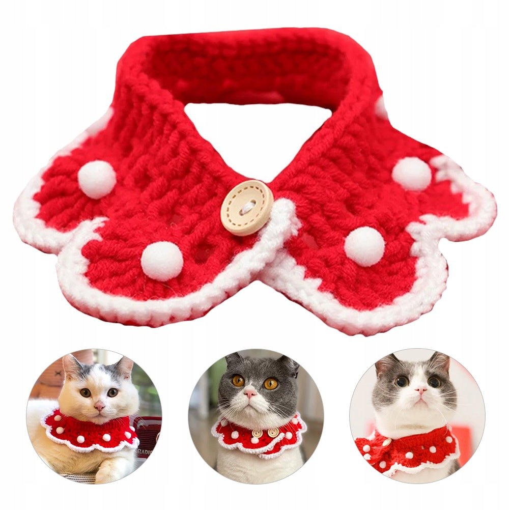 1PC STYLISH RED CAT NECKERCHIEF PET SCARF WITH BELL FOR HOLIDAYS