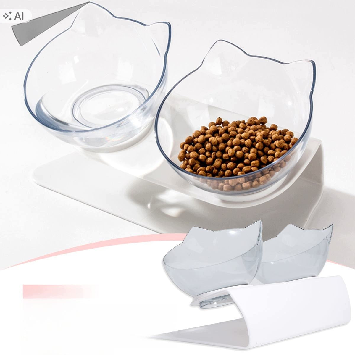 1PC WHITE ANTI-SLIP PLASTIC PET FEEDER BOWL FOR CATS AND DOGS Brand no brand