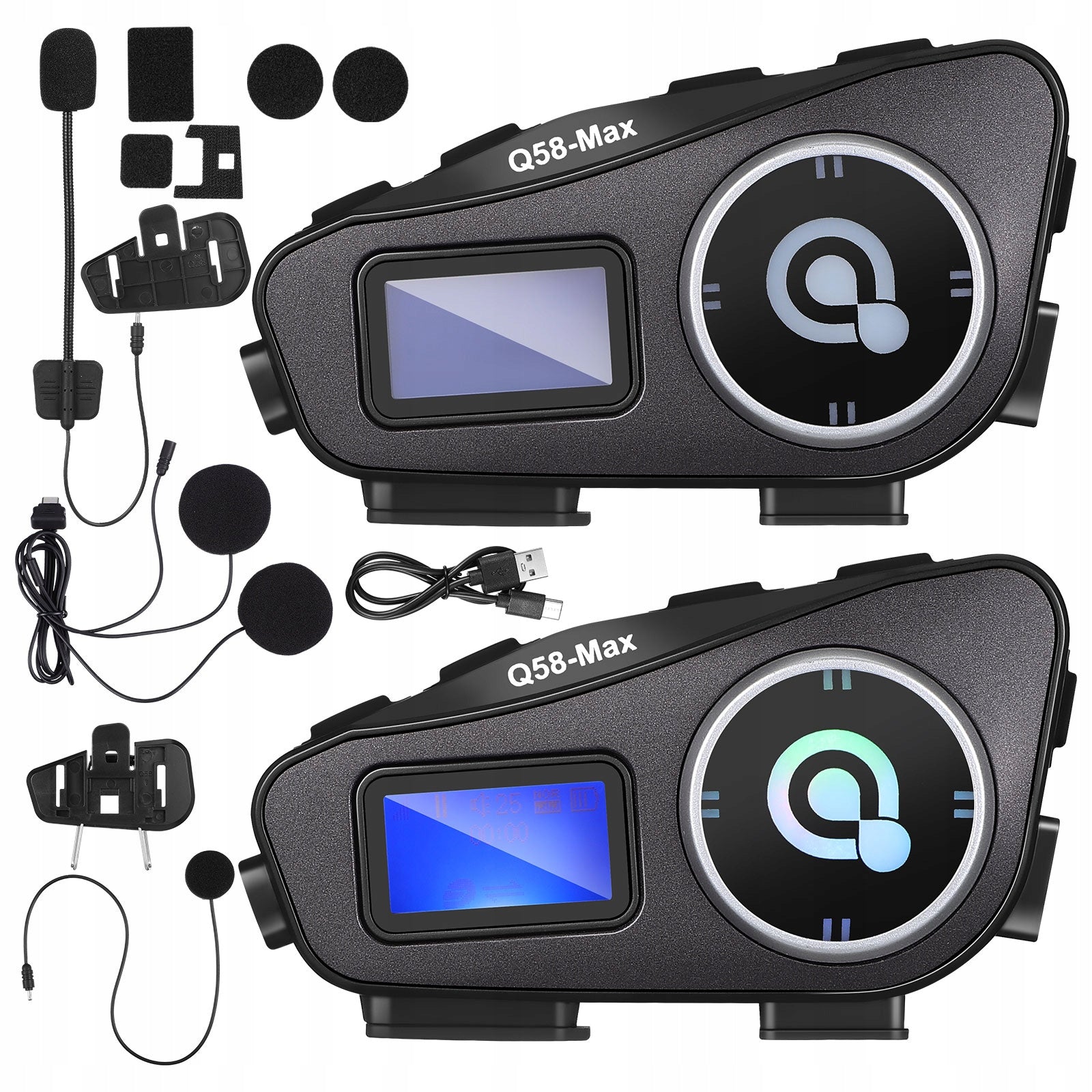 1Pair Black Bluetooth Helmet Headphones with Wireless Call and Intercom Manufacturer no brand