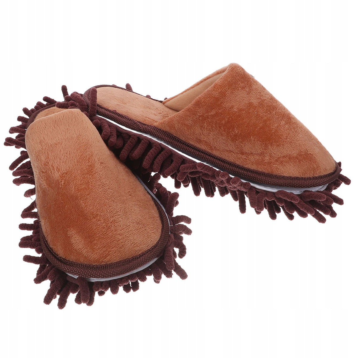 1Pair Coffee Chenille Mop Slippers Detachable Washable Floor Cleaning Shoes Brand no brand