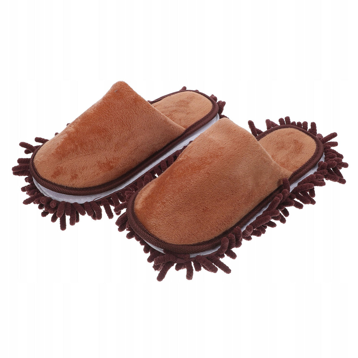 1Pair Coffee Chenille Mop Slippers Detachable Washable Floor Cleaning Shoes