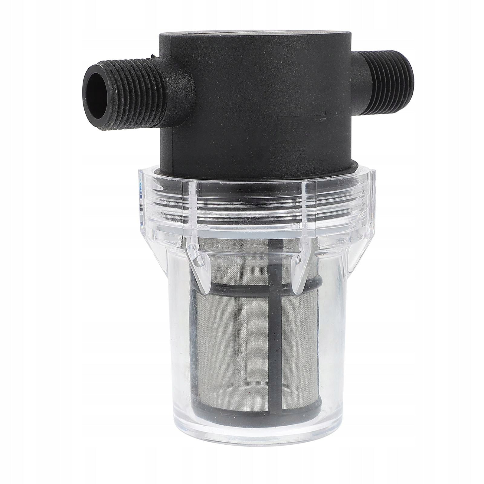 1Pc Black Inline Water Pump Strainer Rustproof Nylon Filter