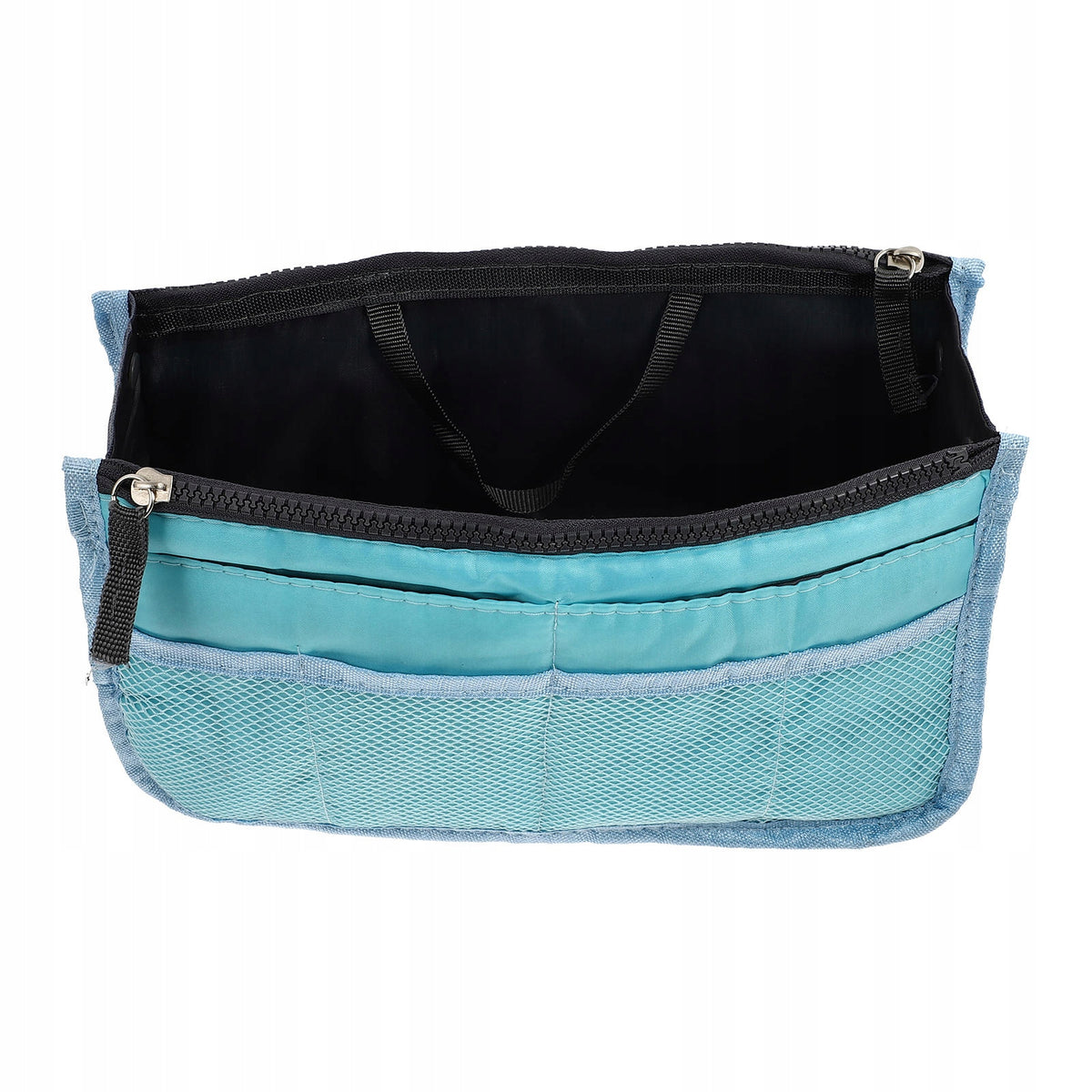1Pc Sky-Blue Nylon Multipurpose Bag Liner with Stylish Multi-Pocket Design Color multicolor