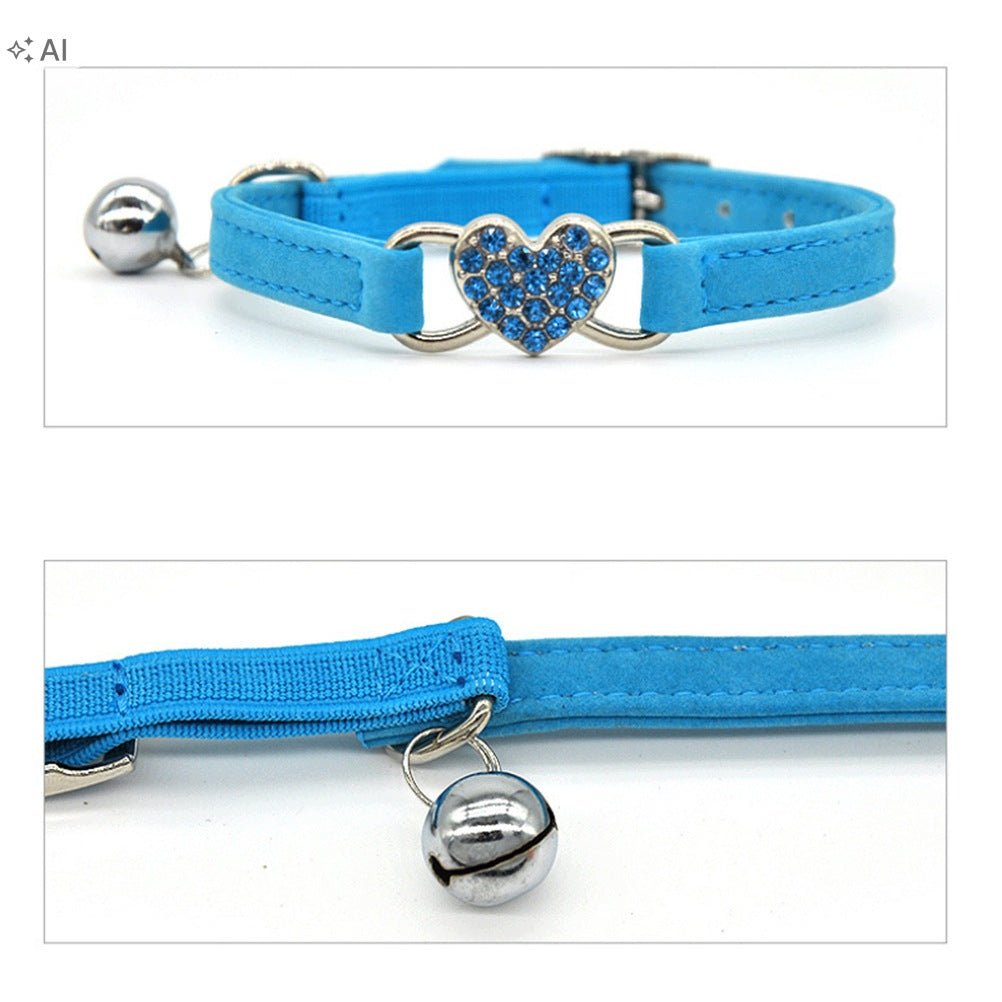 1Pc Stylish Blue Cat Collar with Shiny Heart Rhinestones Manufacturer code 7344133