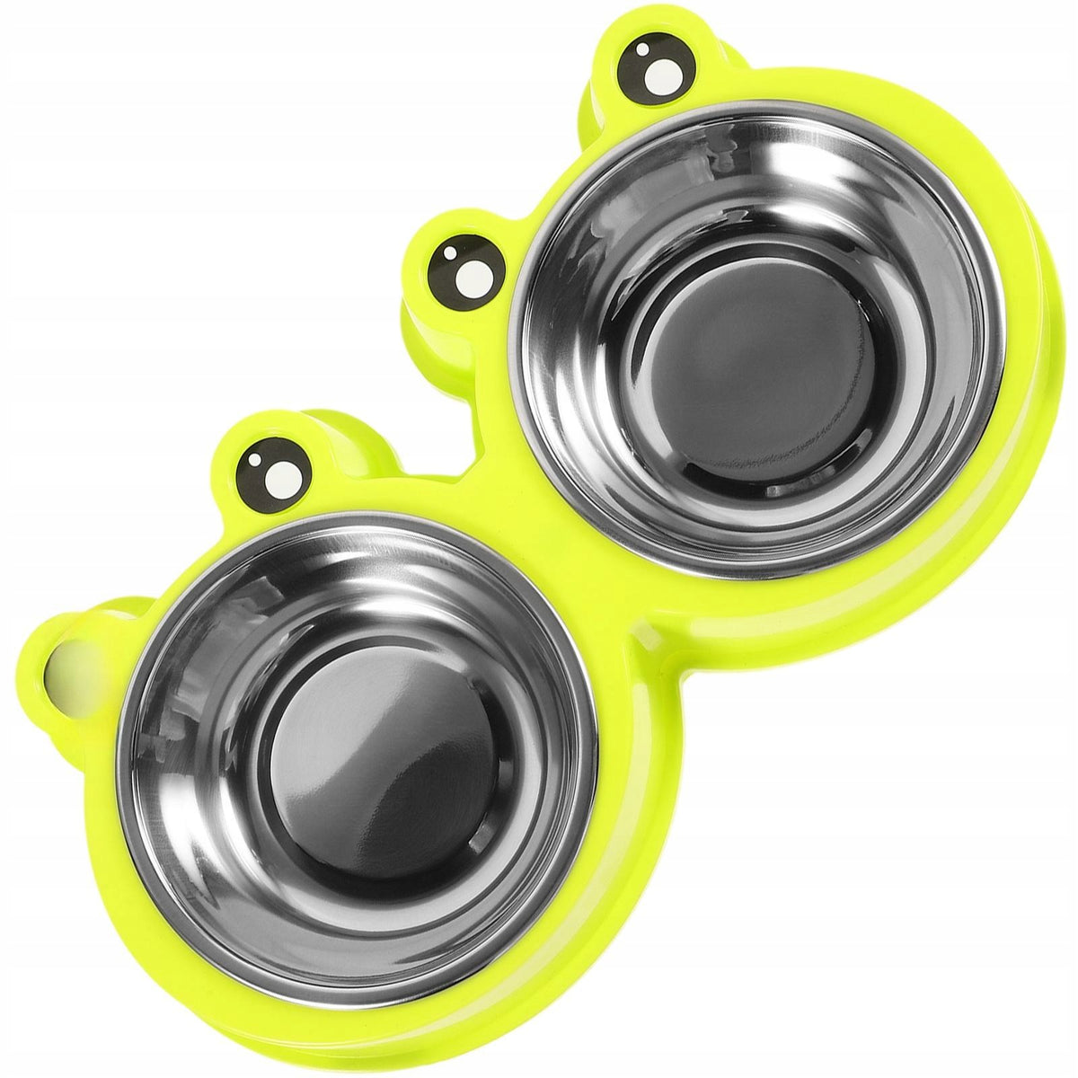 1Pc Yellow Double Pet Bowl Plastic Dog Cat Slow Feeding Feeder