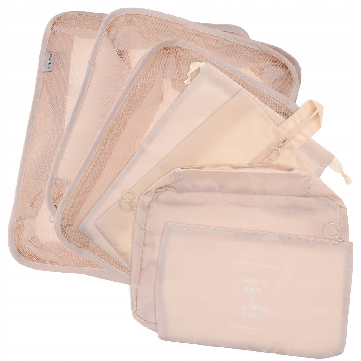 1Set Khaki Oxford Cloth Travel Packing Cubes Clothing Storage Bag