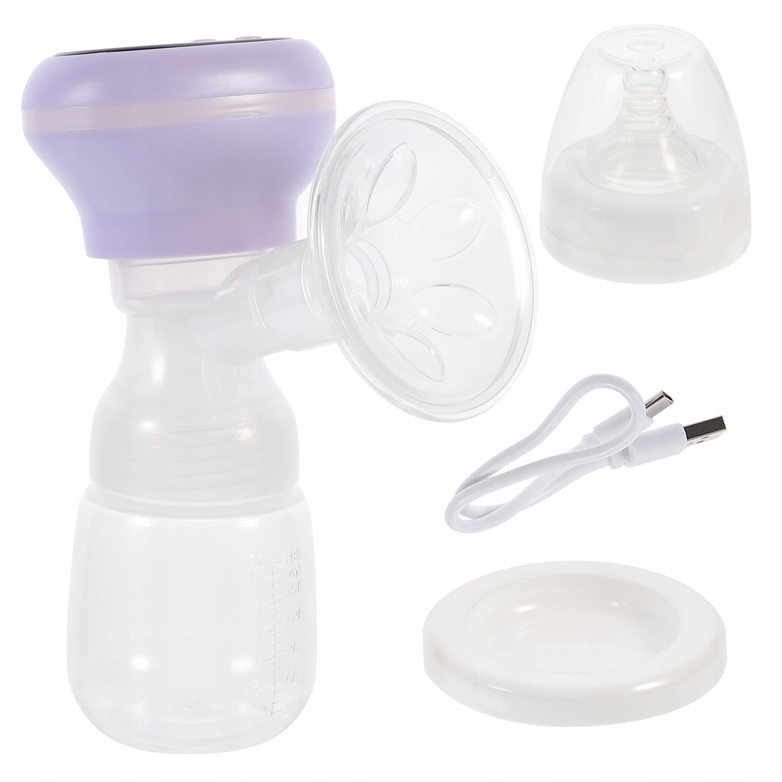 1Set Portable Electric Breast Pump with Soft Silicone and USB Charging