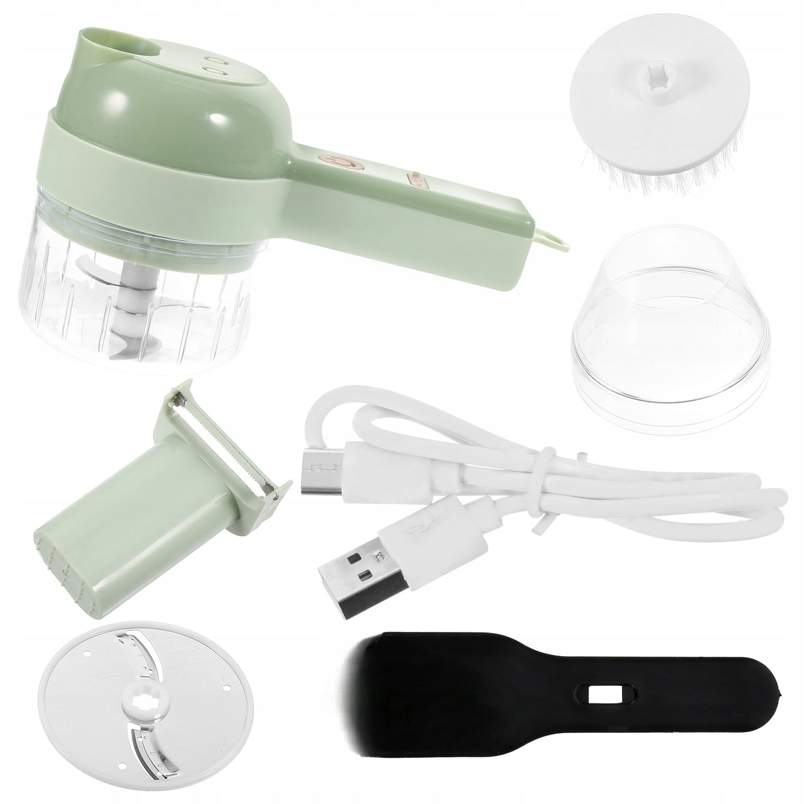 1Set Portable Electric Vegetable Cutter Garlic Chopper Kitchen Gadget Dominant color green