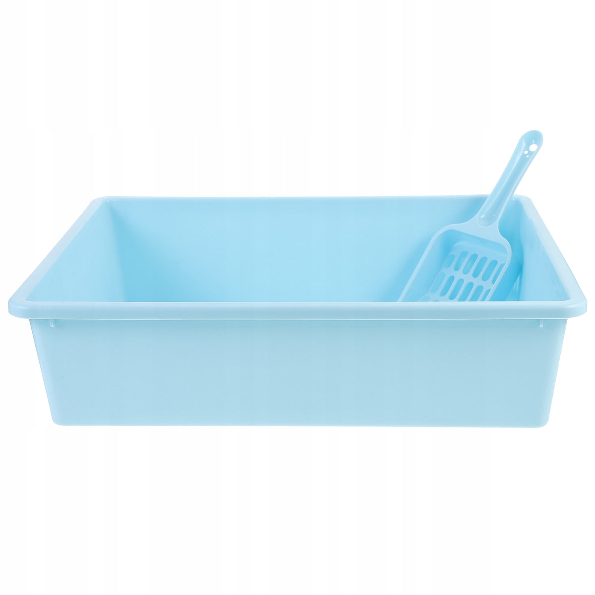 1Set Sky-Blue Durable Open Cat Litter Box with Scoop for Pets