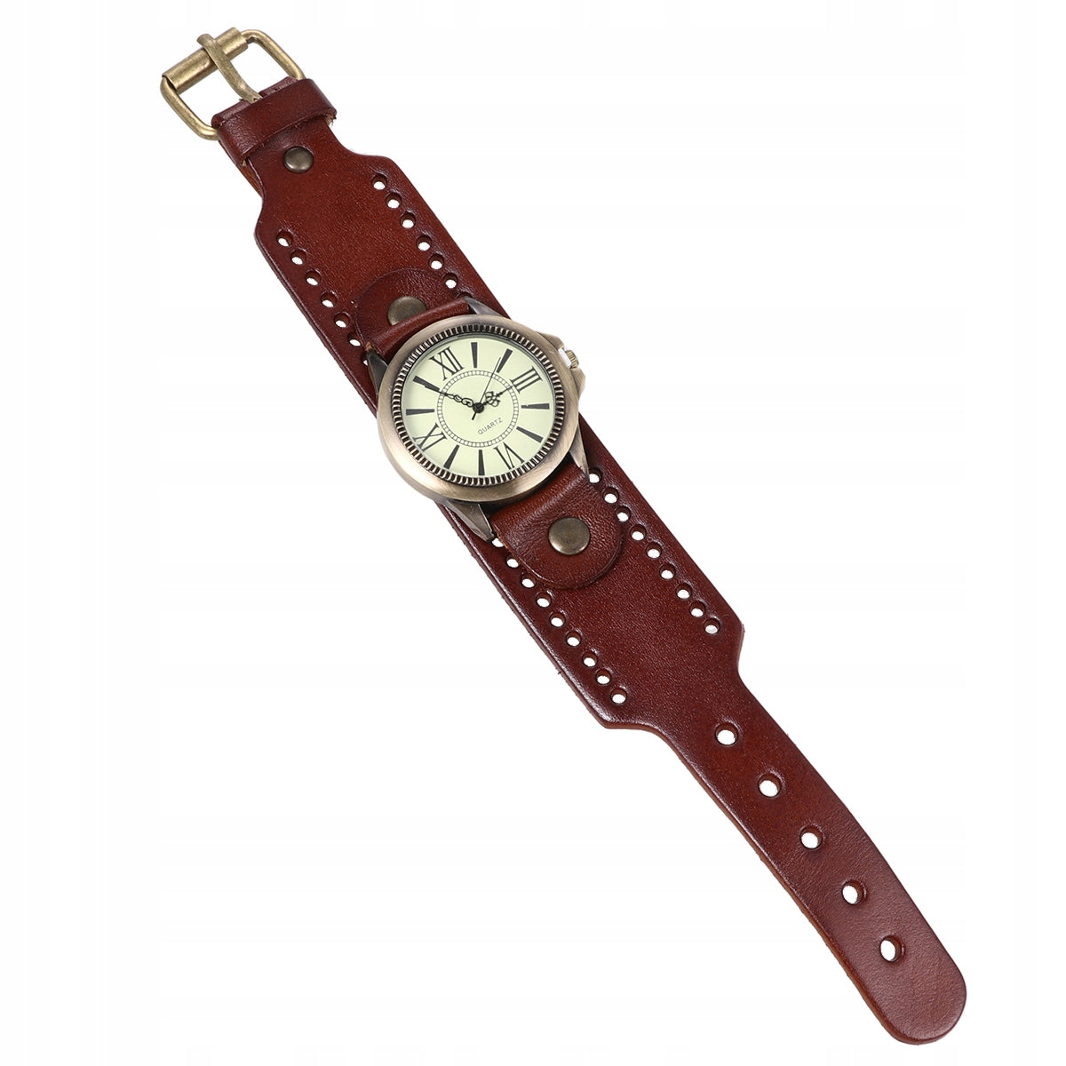 1Szt Klasyczny Damski Zegarek Bransoletka Na Skórzanym Pasku Strap material aluminum