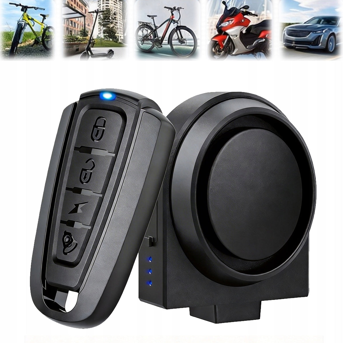 1X Bicycle Alarm Anti-theft Scooter Motor Lock Loud with Remote Control