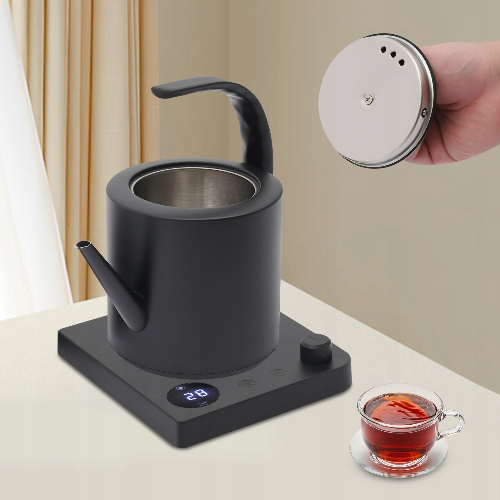 1l Electric Kettle Fast Heating with LED Screen Adjustable Temperature Time Model kettle