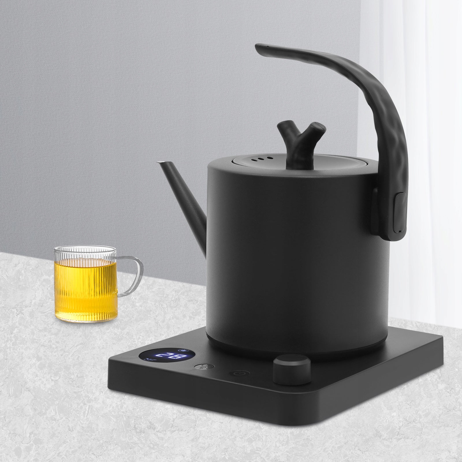 1l Electric Kettle Fast Heating with LED Screen Adjustable Temperature Time Power 1000 W