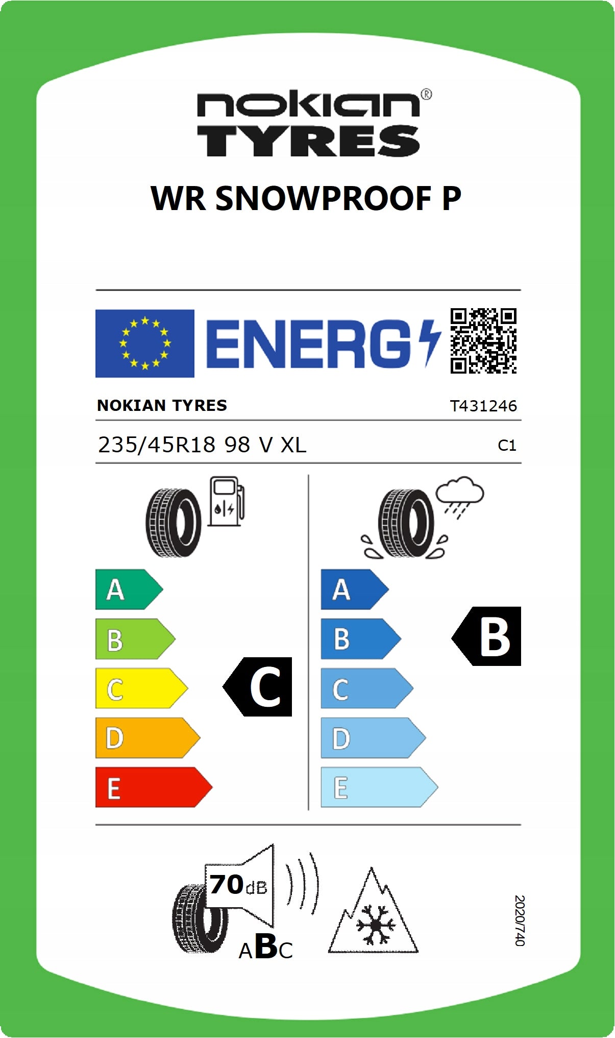 1x 235/45R18 Nokian Tyres WR Snowproof P 98V WINTER SALE 21 Season winter