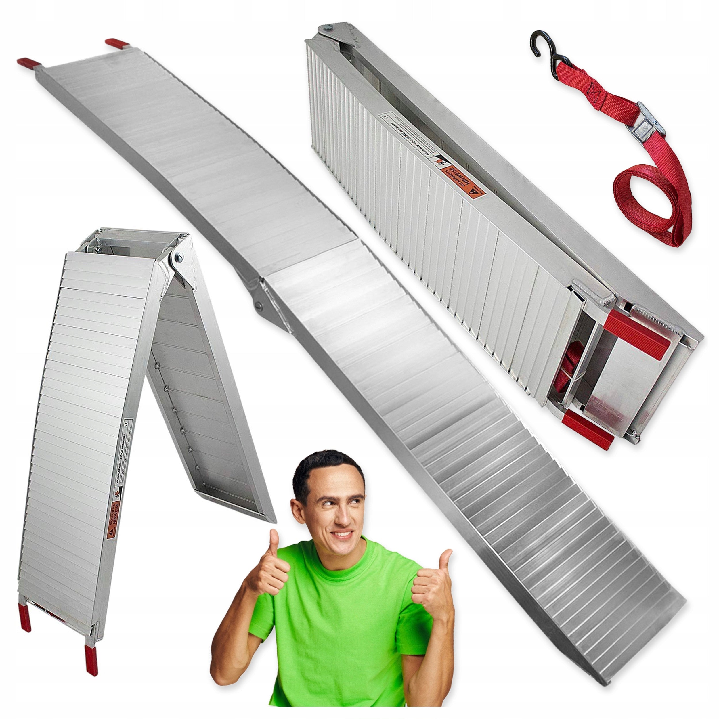 1x ALUMINIUM RAMP FOLDING OVERRUN 340KG LOADING DRIVEWAY 205cm