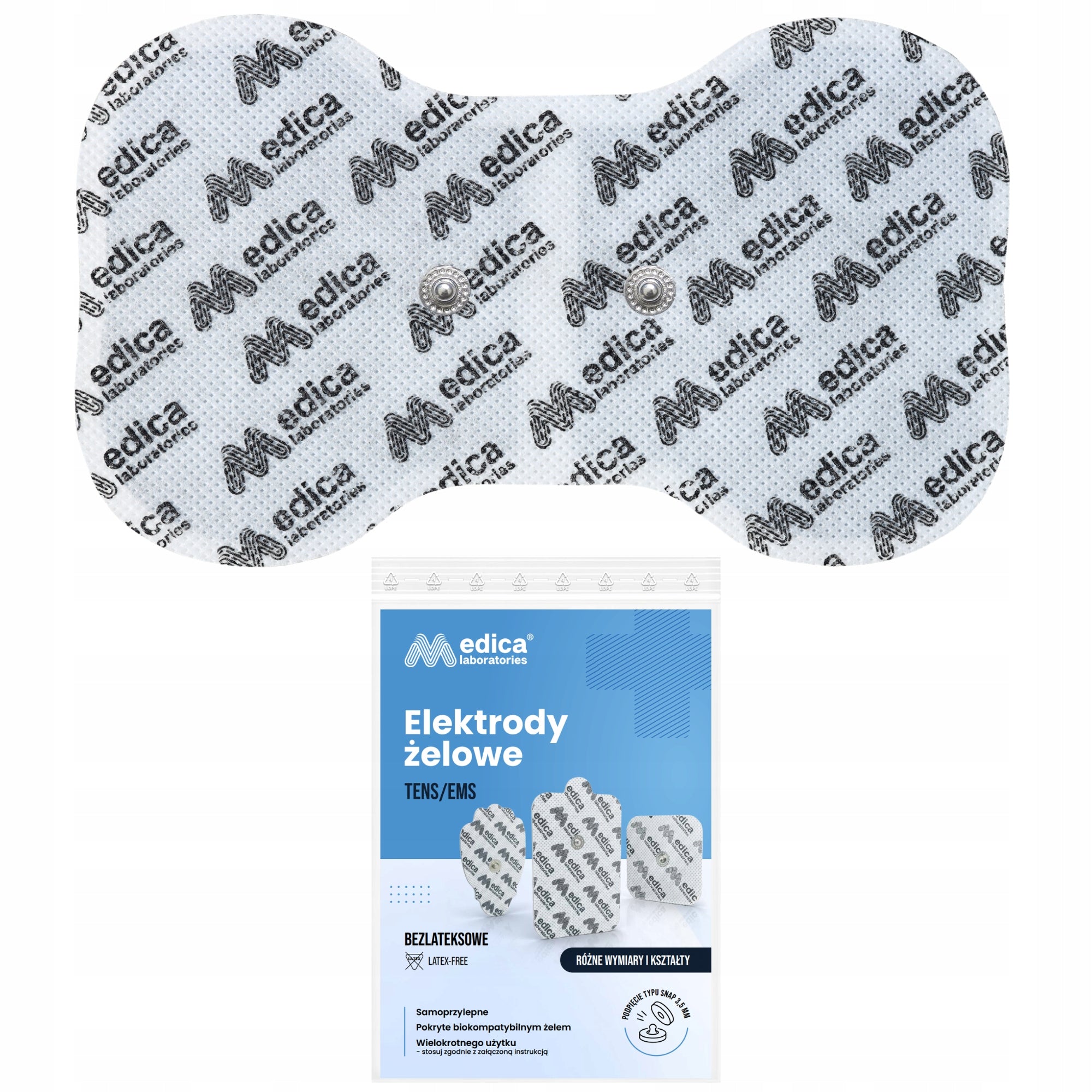 1x LARGE GEL ELECTRODE FOR ELECTROSTIMULATION 16cm x 9,5cm TENS EMS (snap)