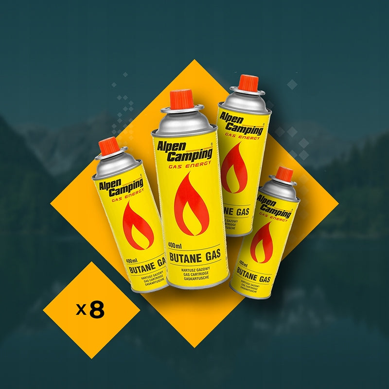 1x Multipurpose Tourist Stove 2in1 + Suitcase + 8x Alpen Camping Gas Manufacturer code Kuchenka gazowa +8x ALPEN KARTUSZE