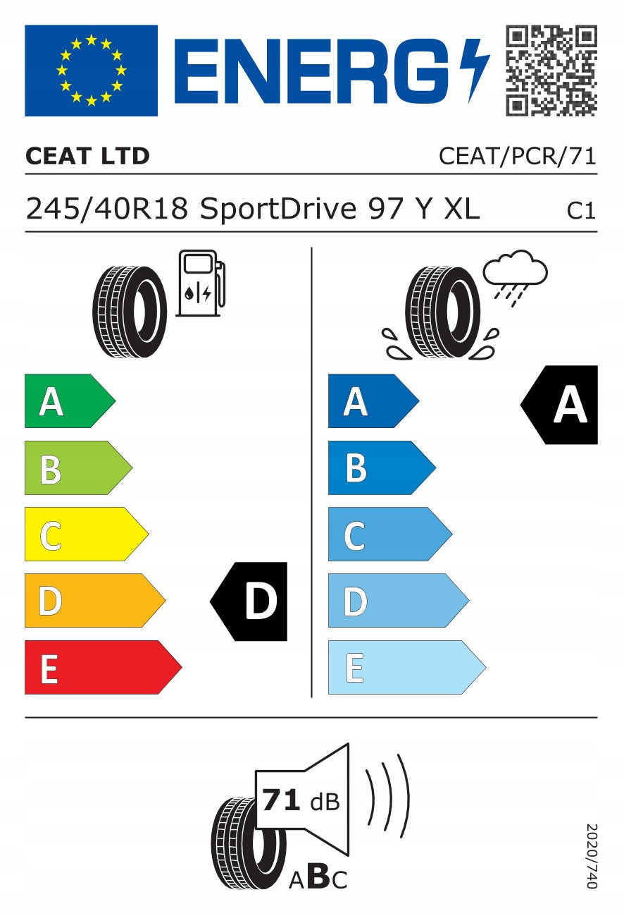 1x SUMMER TIRE 245/40R18 Ceat SPORTDRIVE 97Y Number of tires offered 1 pc.