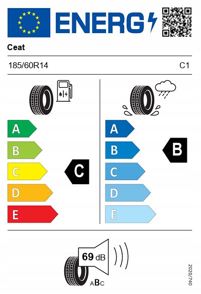 1x Summer tyre 185/60R14 ECODRIVE 82H CEAT New 2025 Number of tires offered 1 pc.
