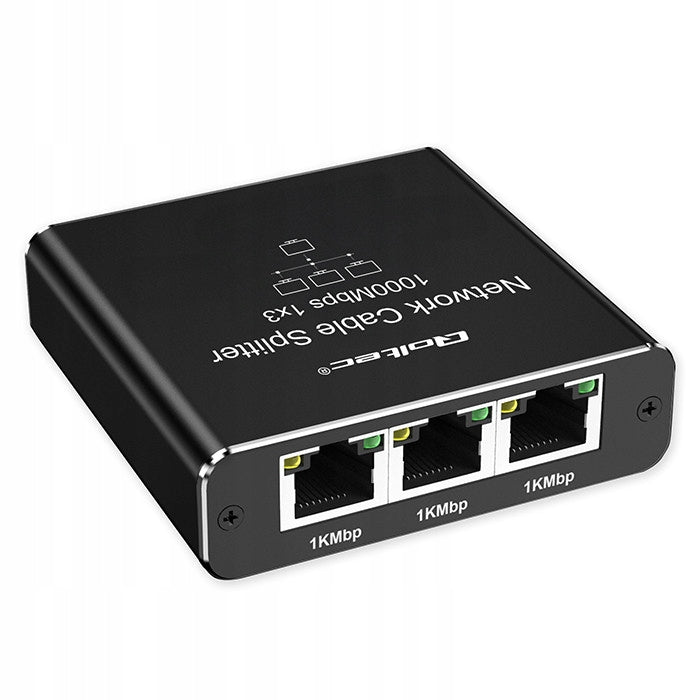 1x2 Port RJ45 Splitter Switch, 1000Mbps, USB-C Powered, Aluminum Number of ports 3