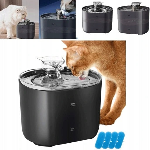 2.2L BLACK WATER FOUNTAIN WITH FLOWING WATER FOR ANIMALS