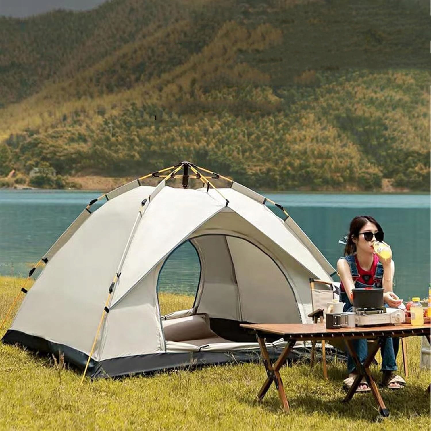 2-3 PERSON CAMPING TENT WITH 2 MESH WINDOWS FOR PICNIC UV 210*150*125 Manufacturer code vbhjanvio