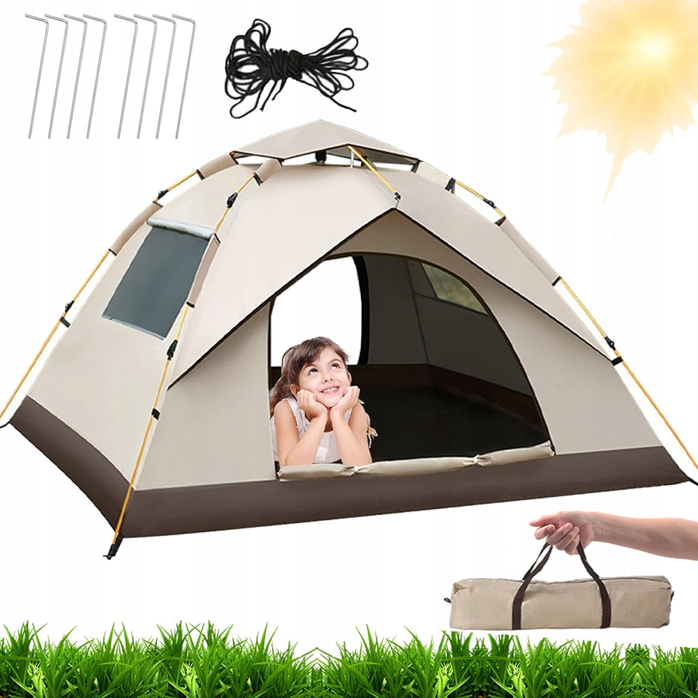 2-3 PERSON CAMPING TENT WITH 2 MESH WINDOWS FOR PICNIC UV 210*150*125 Packaging status original
