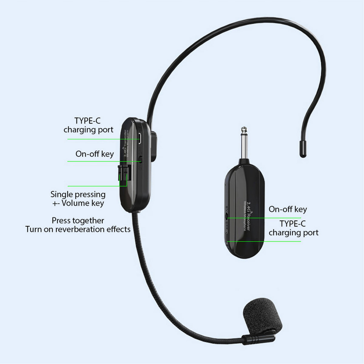 2,4G Wireless Headset Microphone 164 Feet AG Kit Manufacturer code AG250805111116