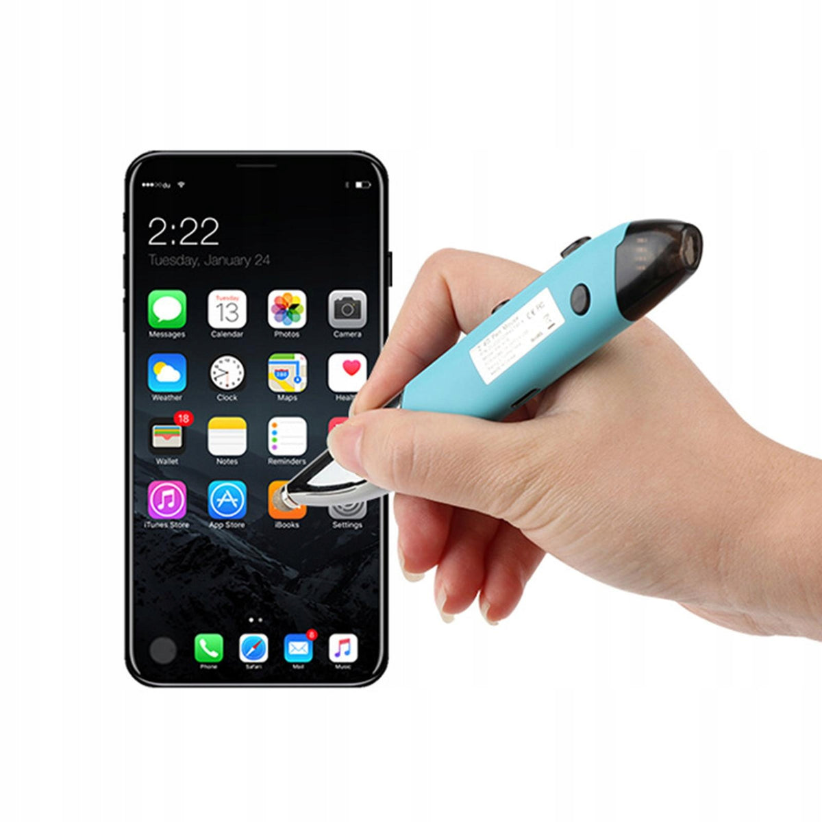 2.4G Wireless Mouse Pen Home Pocket USB Rechargeable Pen Mouse RGB Gray Color transparent