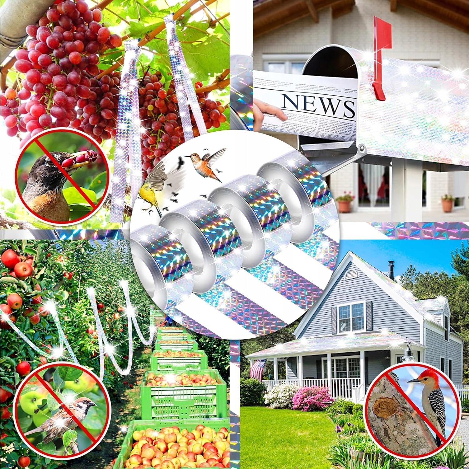 2,5 BIRD REPELLENT TAPE REPELLING BIRDS FOR PIGEON RAVENS Manufacturer code STRASZAK PRZECIWKO PTAKOM DO OGRODU BALKONU