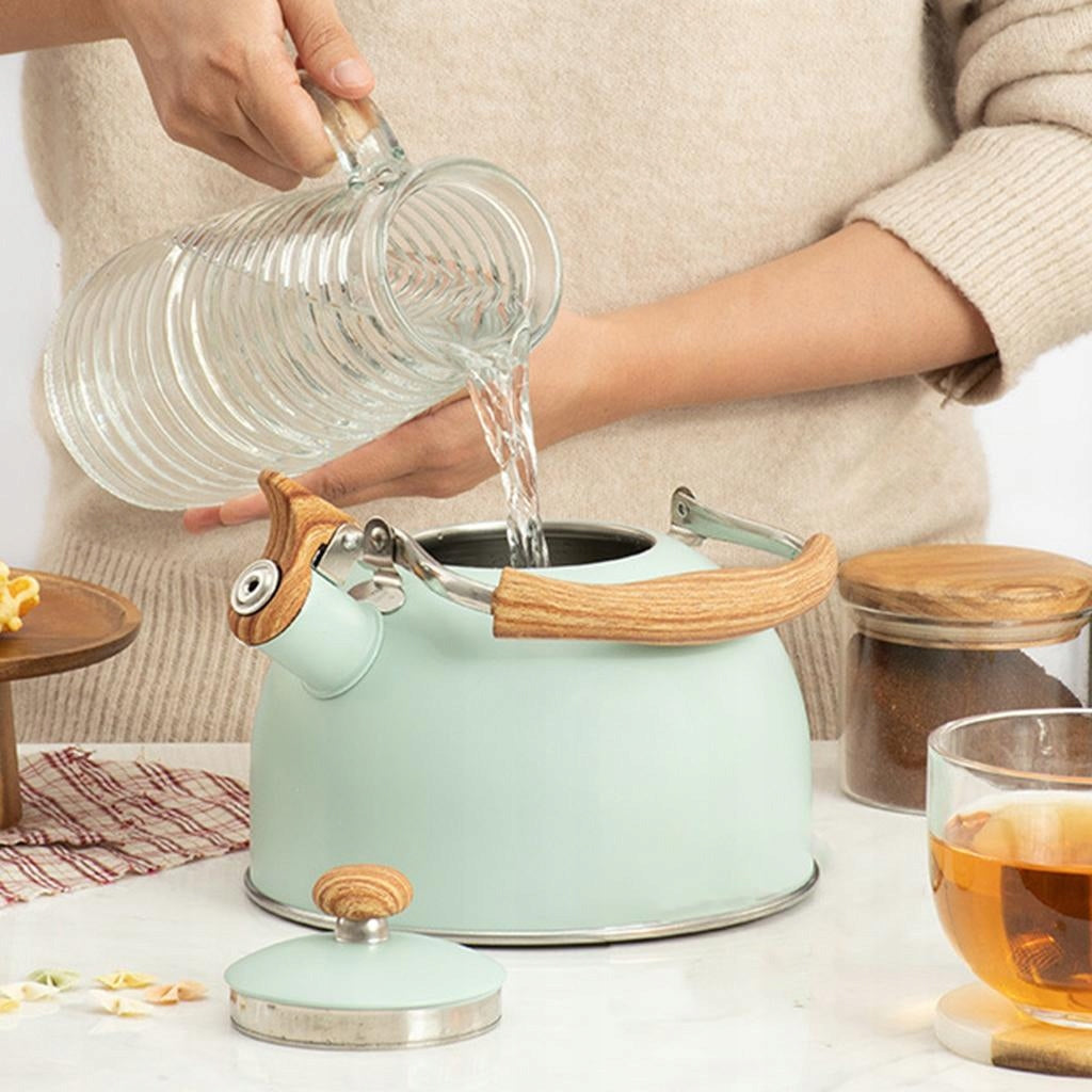2.5 Liters Whistle Kettle Stainless Steel Wooden Energy Saving Anti Heat Brand no brand