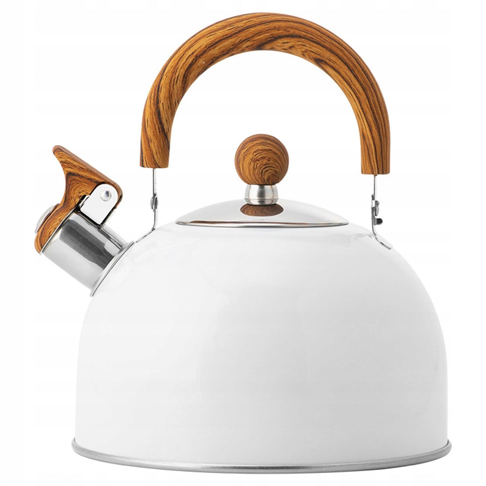 2.5L White Stainless Steel Tea Pot Whistle Sound Water Kettle Easy to Carry