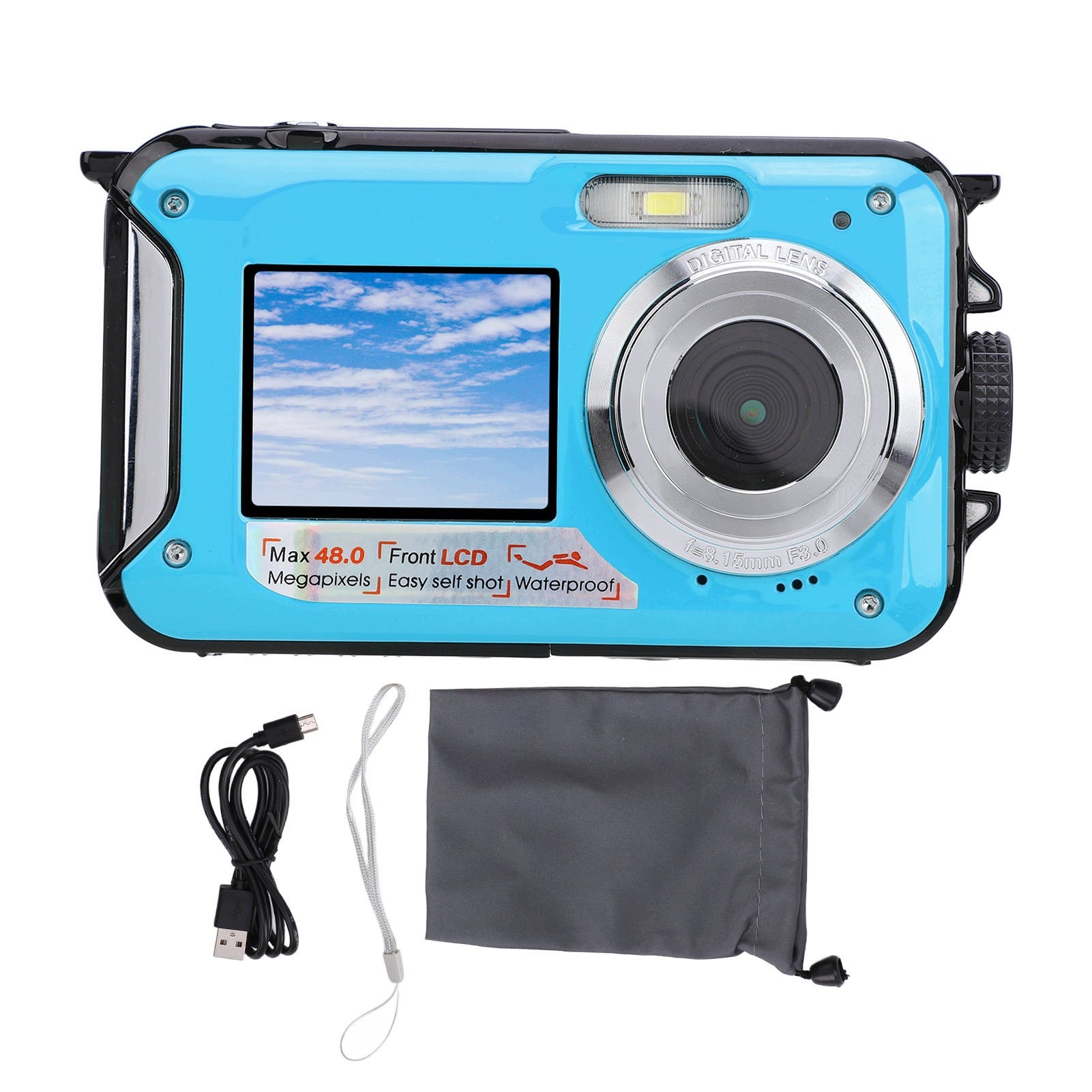 2,7K Dual Screen 48MP Underwater Camera 16x Zoom 11FT QX Model 1562BXYW