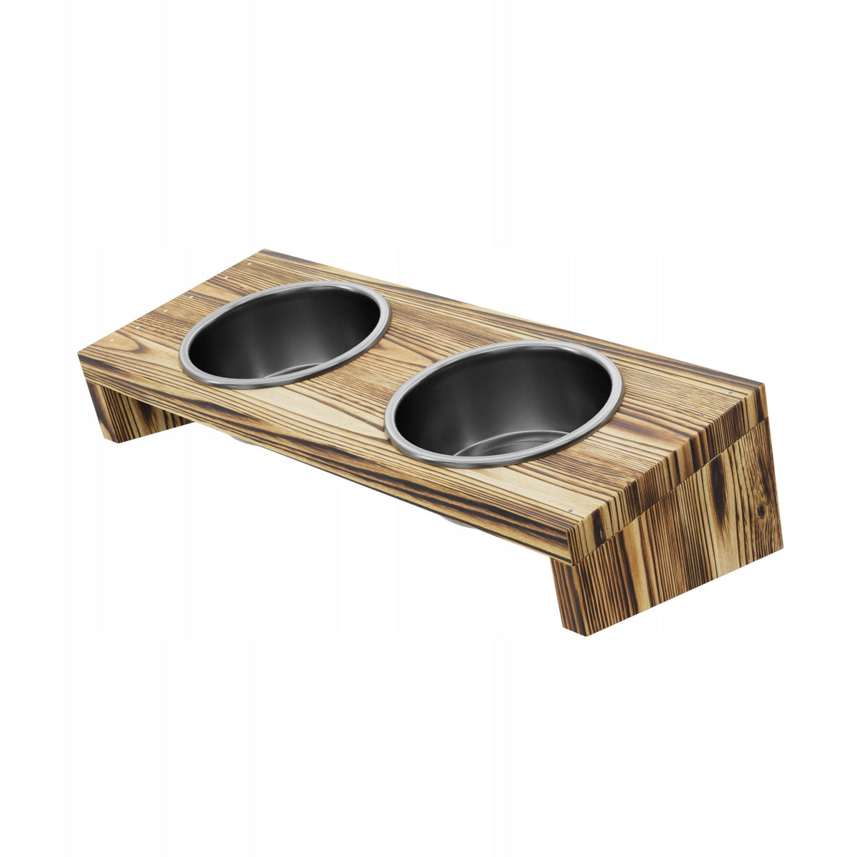 2 CAT DOG BOWL STAND WOODEN SLANTED Brand QLS