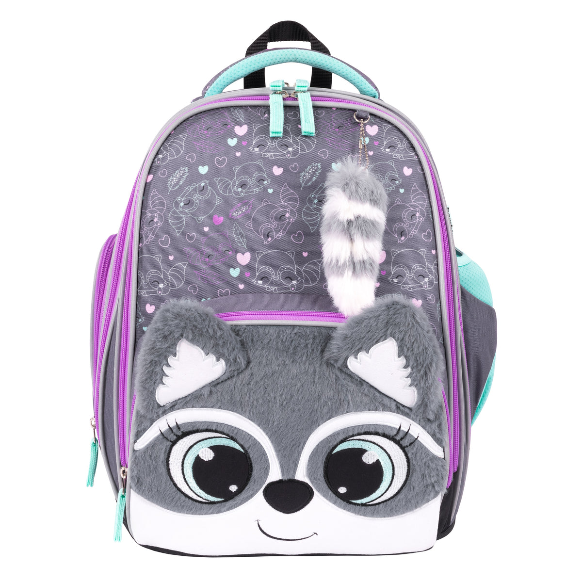 2-CHAMBER SCHOOL BACKPACK FOR GIRLS RACCOON ANIMAL ST.RIGHT Manufacturer code BAMBINO RACOON