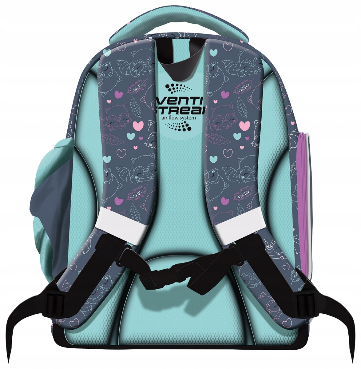 2-CHAMBER SCHOOL BACKPACK FOR GIRLS RACCOON ANIMAL ST.RIGHT Packaging status original