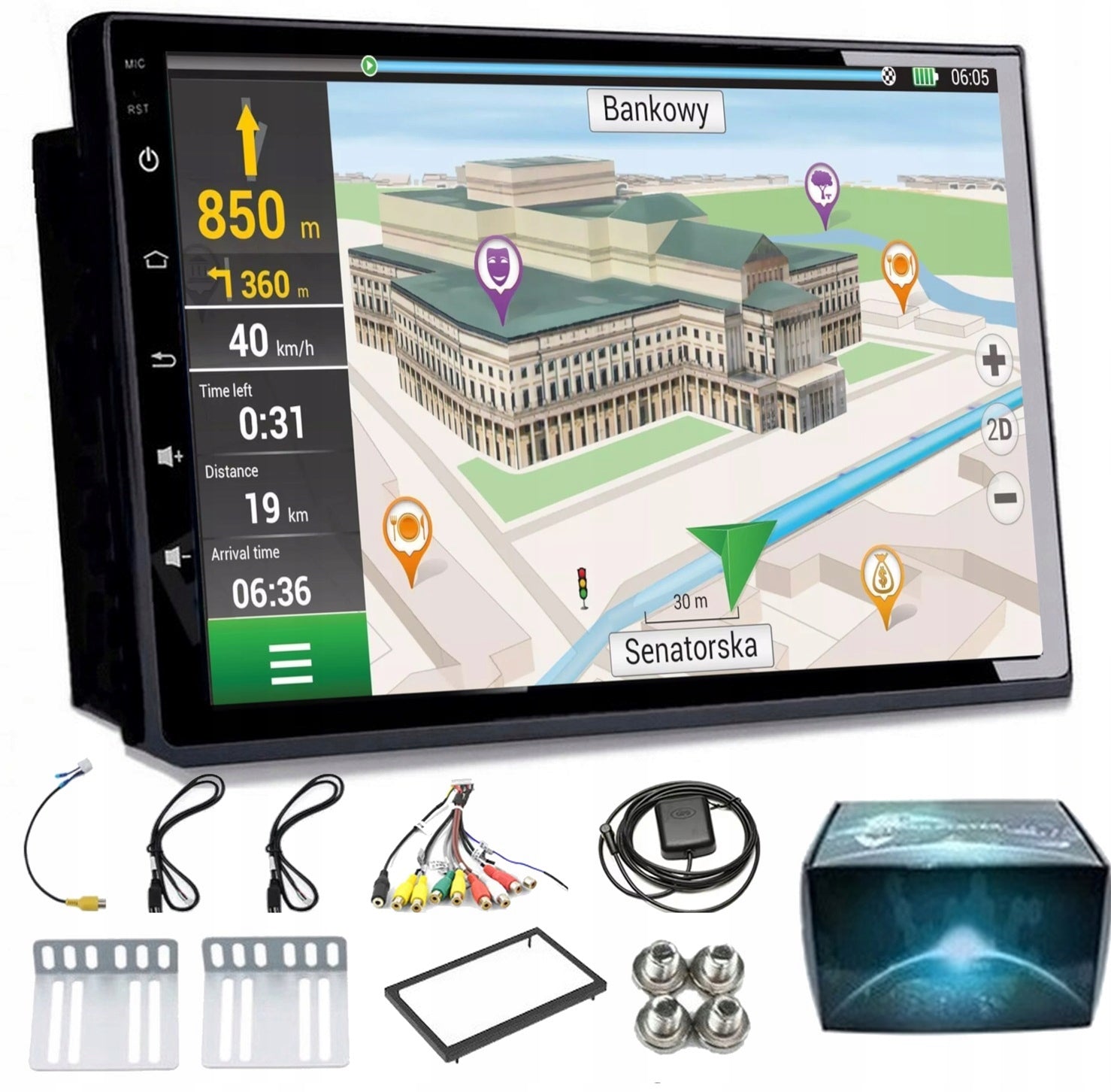 2 DIN GPS Car Stereo Android Auto CarPlay USB RDS MP3 MP4 WiFi Bluetooth 2/64GB