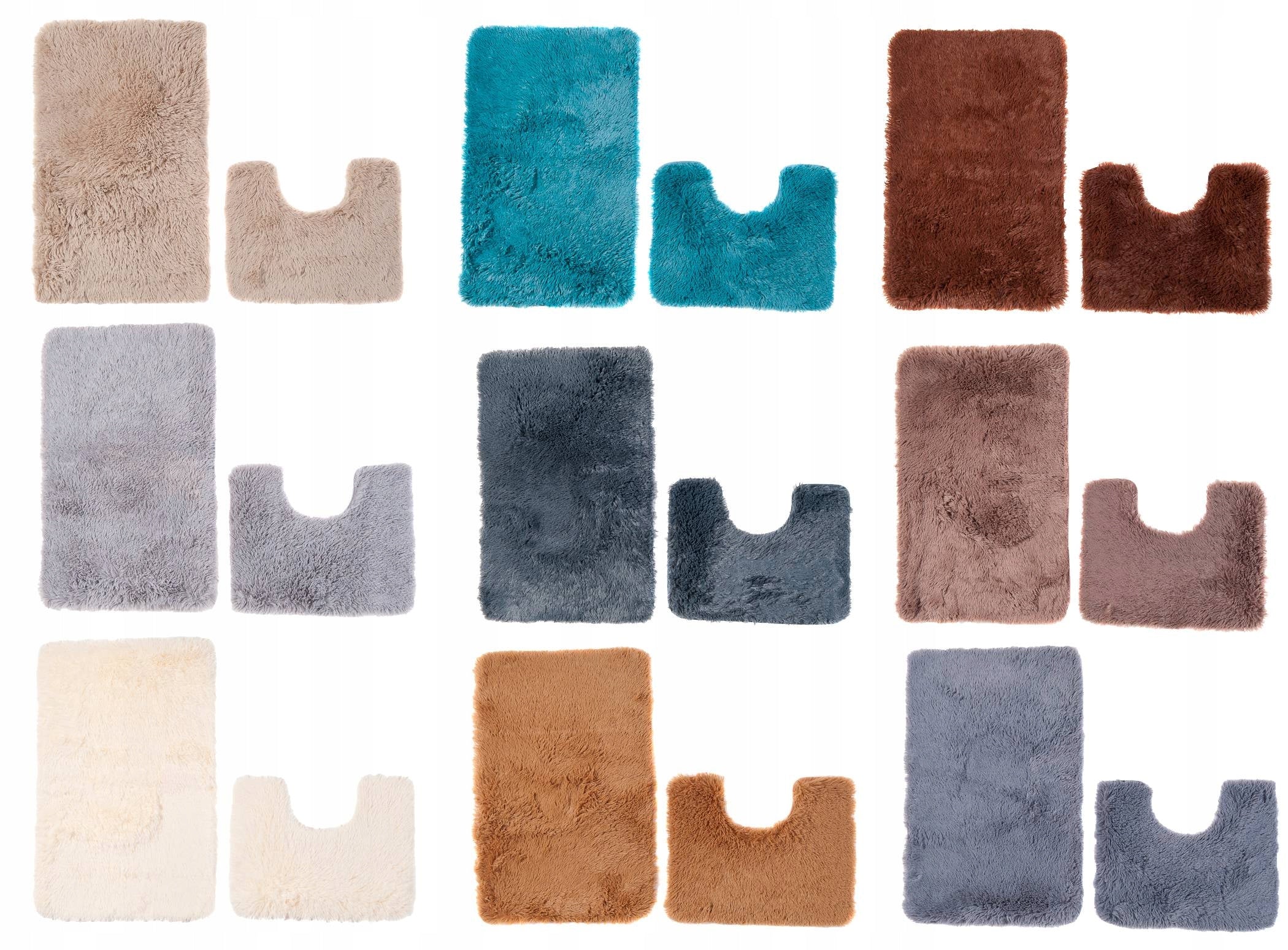 2-ELEMENT BATHROOM MATS FLUFFY SOFT SILK Brand Chemex