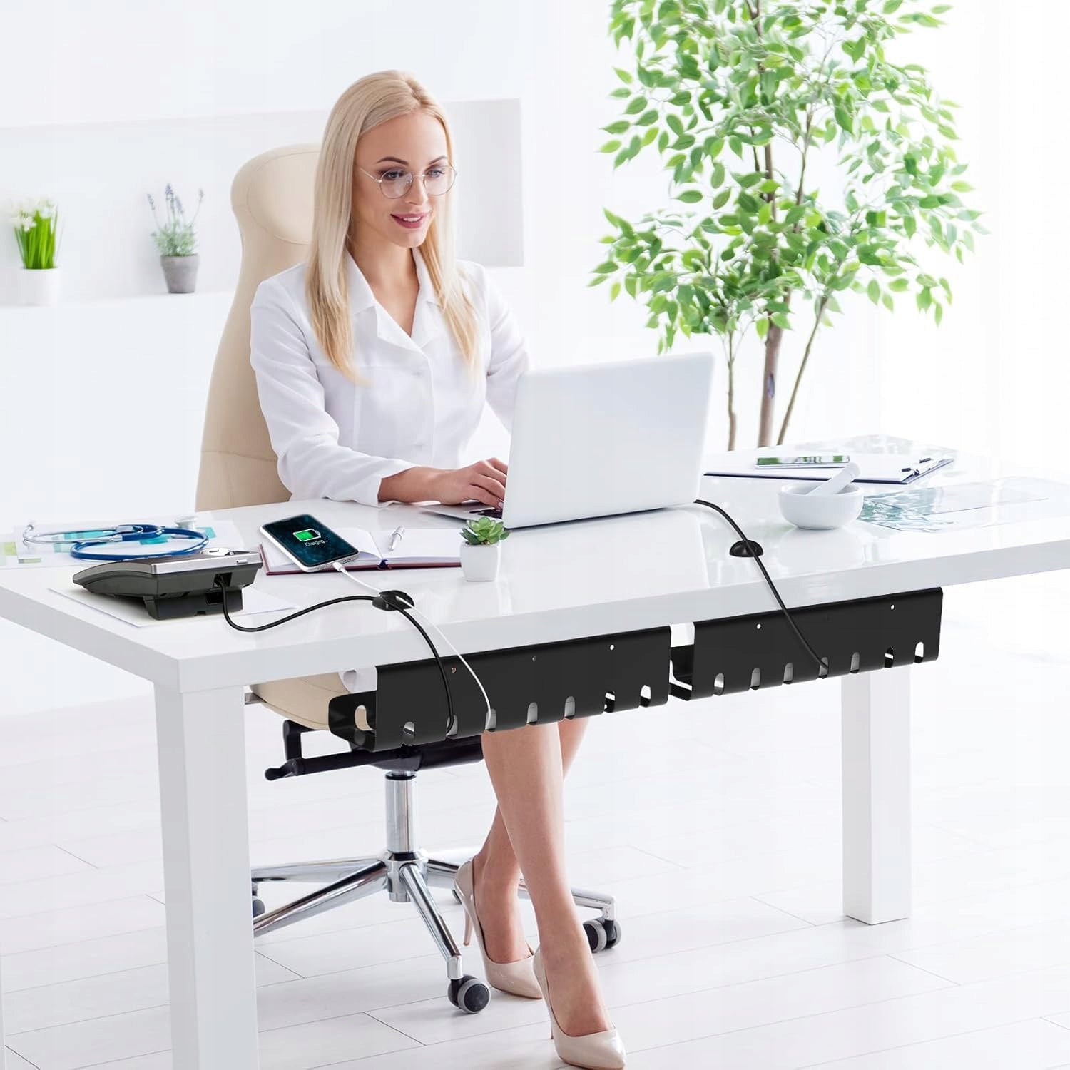 2 GRILLE CABLE ORGANIZER FOR COUNTERTOP DESK TROUGH SHELF SET EAN (GTIN) 6905354990516