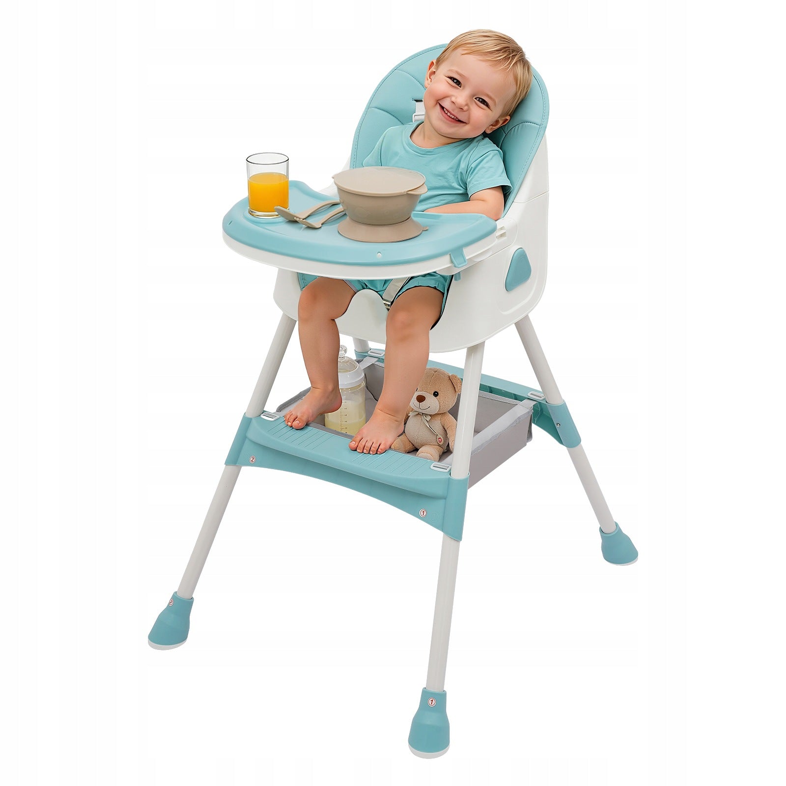 2 IN 1 BABY HIGH CHAIR GREEN ADJUSTABLE TRAY WITH FOOTREST 6M-6Y KID