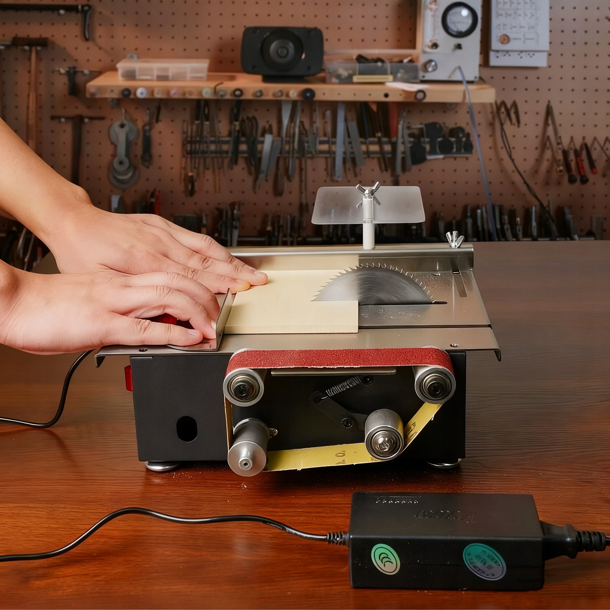 2 In 1 Mini Electric Table Saw Mini Belt Sander 4 DISCS 200W Brand no brand