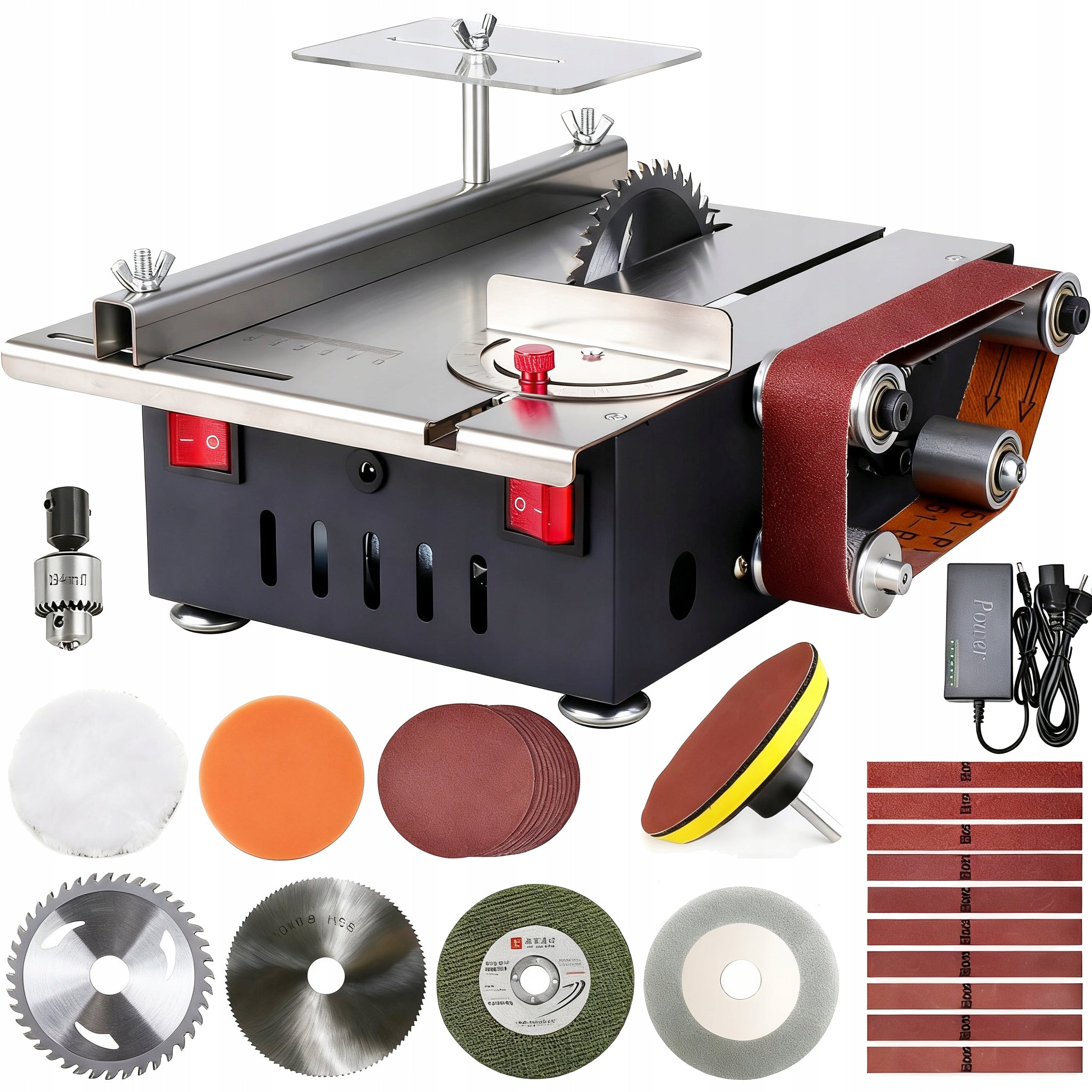 2 In 1 Mini Electric Table Saw Mini Belt Sander 4 DISCS 200W
